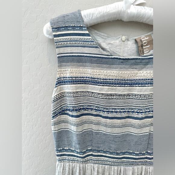 DOLAN LEFT COAST | Sabado Dress Gray Blue Stripe Boho Sleeveless | Size Small - Picture 3 of 8